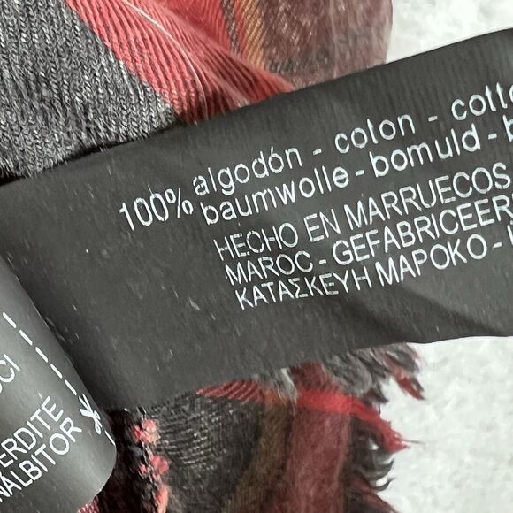 Zara Shirt Womens Medium Red & Black Plaid Button Up High Low Stud Accent Ruffle - Picture 10 of 11